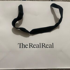 The RealReal White Shopping Bag with Black Handles